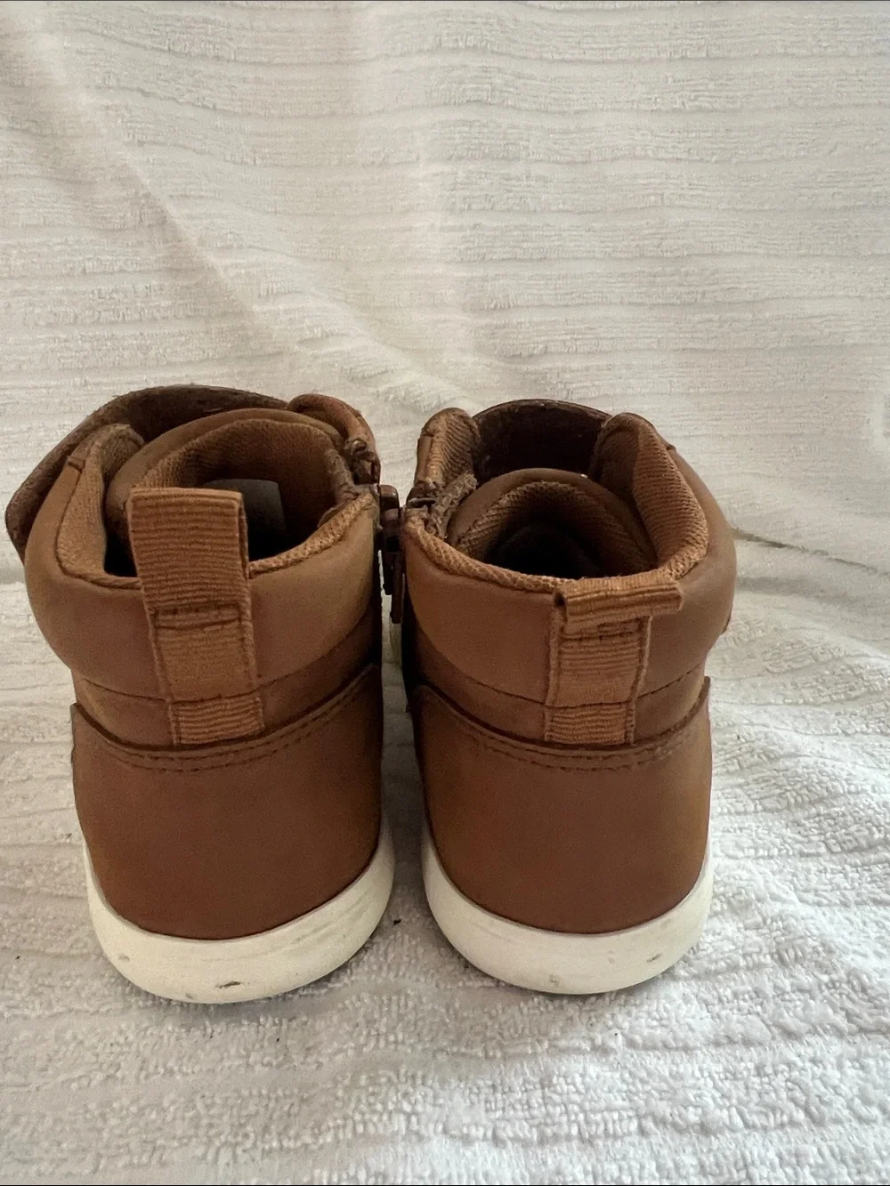 wonder nation Brown High-Top Kids Boots with Hook-and-Loop Strap